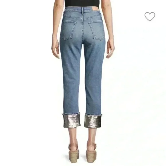7 for all mankind boyfriend sequin crop Jean 23 - Picture 13 of 14